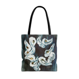 tote with oyster design printed on it