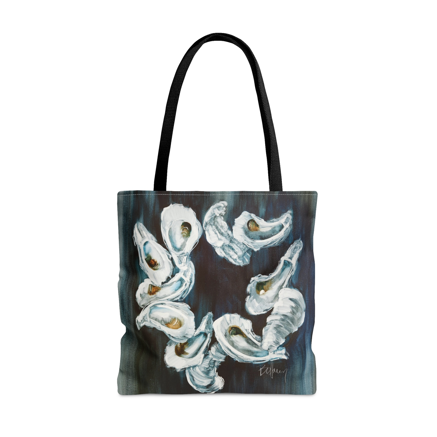 tote with oyster design printed on it